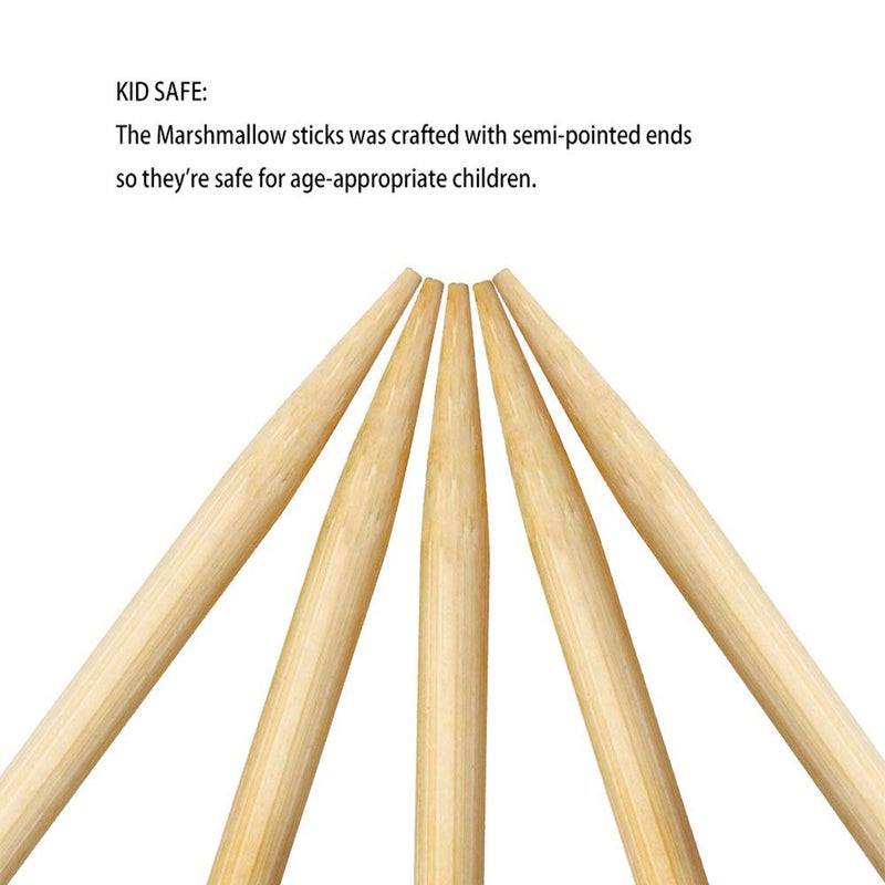 FLYPARTY Bamboo Marshmallow Roasting Sticks with 30 Inch 5mm Thick Extra Long Heavy Duty Wooden Skewers,Roaster Barbecue S'Mores Skewers Hot Dog Forks for Camping,Party,Kebab Sausage(120 Pcs) - Image 3